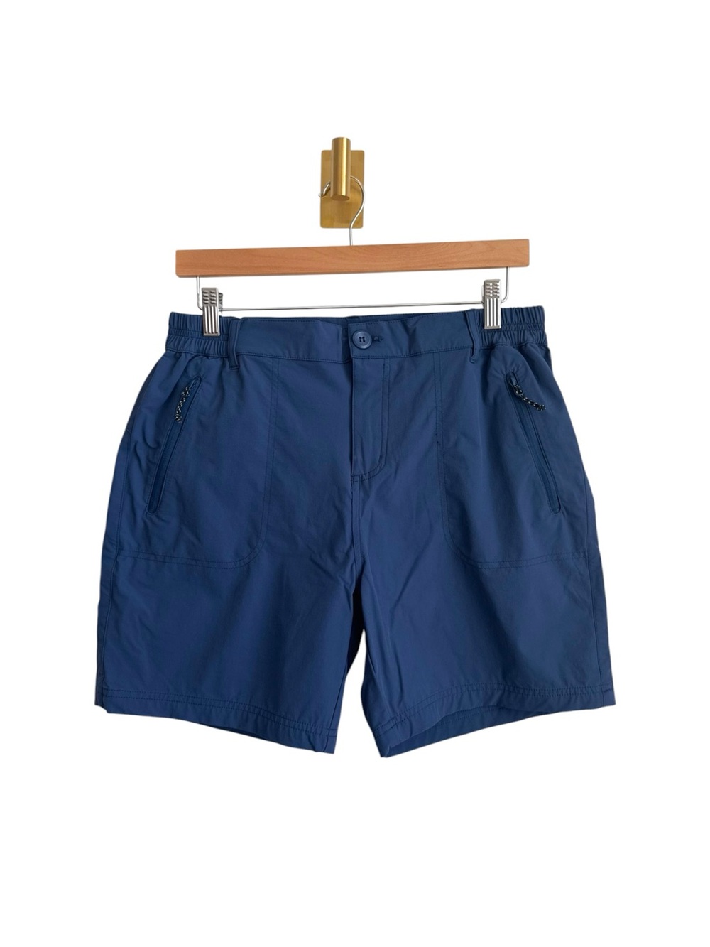 Outdoor Sports Stretch Hiking Shorts Navy Blue Zip Pocket Men's Medium